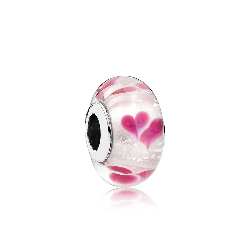 S925 Sterling Silver Love Glass Beads for Charm Bracelet