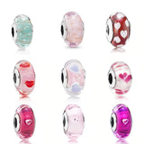 S925 Sterling Silver Love Glass Beads for Charm Bracelet