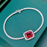 Elegant S925 Sterling Silver Synthetic Emerald Bracelet