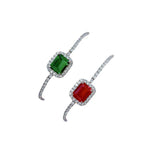 Elegant S925 Sterling Silver Synthetic Emerald Bracelet