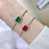 Elegant S925 Sterling Silver Synthetic Emerald Bracelet