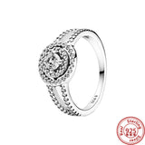 925 Silver Style Rings Flower Feather Beaded Heart Moon Pave Sparkling