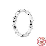 925 Silver Style Rings Flower Feather Beaded Heart Moon Pave Sparkling