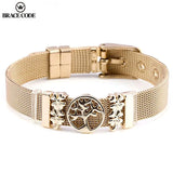 Stainless Steel Tree Of Life Bracelet With Ginkgo Leaf Charm