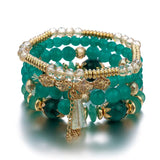 Tassel Multi-layer Crystal Charm Pearl Bracelet