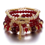 Tassel Multi-layer Crystal Charm Pearl Bracelet