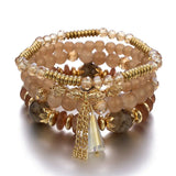 Tassel Multi-layer Crystal Charm Pearl Bracelet