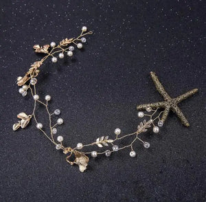 Starfish Headband Hair Clip Bride Tiara Pearl Hair Jewelry Headpiece