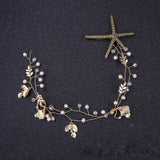Starfish Headband Hair Clip Bride Tiara Pearl Hair Jewelry Headpiece