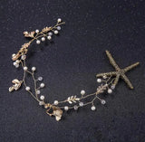 Starfish Headband Hair Clip Bride Tiara Pearl Hair Jewelry Headpiece