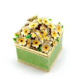 Christmas Enamel Flowers Square Jewelry Box