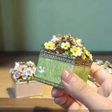 Christmas Enamel Flowers Square Jewelry Box