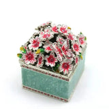 Christmas Enamel Flowers Square Jewelry Box