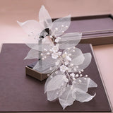 Bridal Flower Leaf Headband Pearl Tiara Hair Accessory