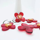 Wild Acrylic Red Flower Earrings 2pcs