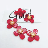 Wild Acrylic Red Flower Earrings 2pcs