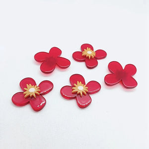 Wild Acrylic Red Flower Earrings 2pcs