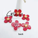 Wild Acrylic Red Flower Earrings 2pcs