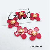 Wild Acrylic Red Flower Earrings 2pcs