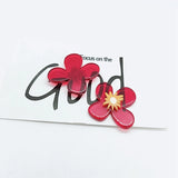 Wild Acrylic Red Flower Earrings 2pcs