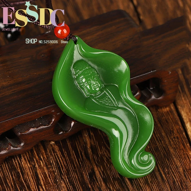 Outer Mongolian Tian Jasper Guanyin Buddha Jade Pendant