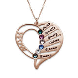 Stainless Steel Heart Pendant with CZ Stones, Name Engraving, Holiday Gift