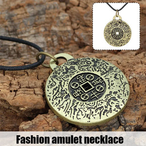 Feng Shui Money Amulet Necklace Vintage Style Jewelry Antique Copper Coins