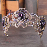 Purple Crystal Crown Bridal Wedding Hair Accessories