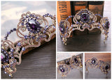 Purple Crystal Crown Bridal Wedding Hair Accessories