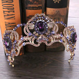 Purple Crystal Crown Bridal Wedding Hair Accessories