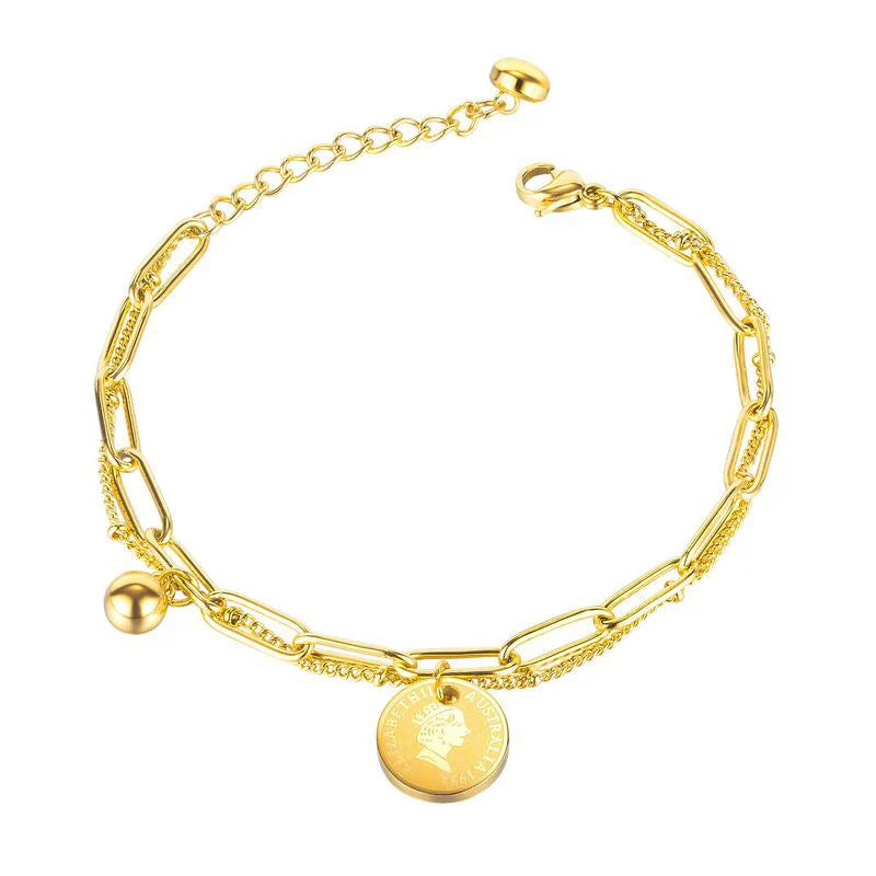 Queen Elizabeth Avatar Coin Chain Bracelet Women Gift