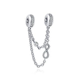 Silver Cat Dog Star Safety Chain Pendant Charm 925 Silver Bead Bangle