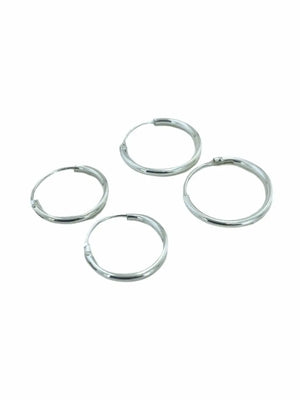 Small Flat Sports 925 Silver Hoop Earrings