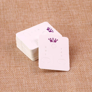 Earring Display Cards 200pcs w/ Crown Print Paper Jewelry Tags/Cards