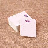 Earring Display Cards 200pcs w/ Crown Print Paper Jewelry Tags/Cards
