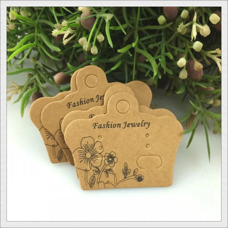 Brown Paper Flower Printing Earring Display Packaging Cards