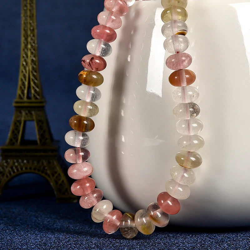 Watermelon Crystal Quartz Beads DIY Pretty Necklace 15inch