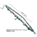 Double-Layer Conch Starfish Pendant Anklet, Beach Yoga Style