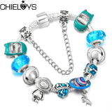 Vast Planet Astronauts Beads Bracelet Snake Chain Charm Women Jewelry Gift