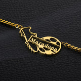 Football Name Necklace Stainless Steel Cuban Chain Soccer Fans Men Women