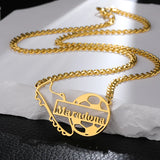 Football Name Necklace Stainless Steel Cuban Chain Soccer Fans Men Women