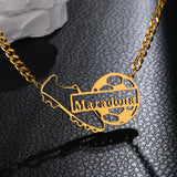 Football Name Necklace Stainless Steel Cuban Chain Soccer Fans Men Women