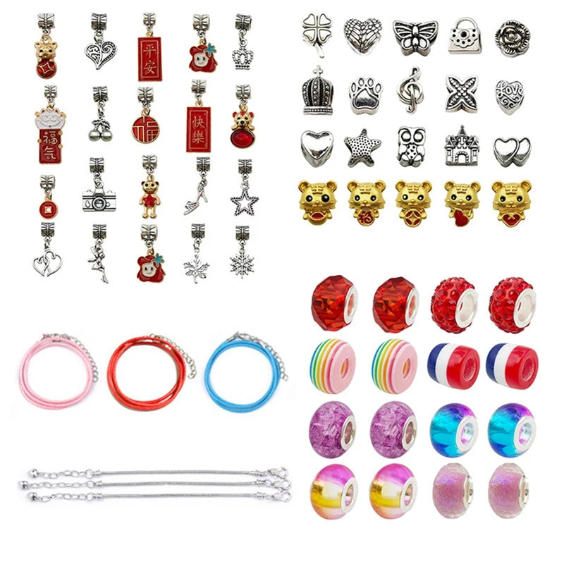 Tiger Charm Bracelets Kit, 62Pc Jewelry Making Set with Bead Charms for Teens