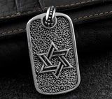 Stainless Steel Star of David Jewish Cross Dog Tag Pendant