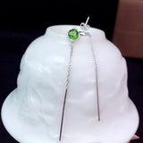 Sterling Silver Natural Emerald Earrings for Lady Party Gift