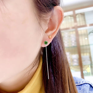 Sterling Silver Natural Emerald Earrings for Lady Party Gift