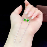 Sterling Silver Natural Emerald Earrings for Lady Party Gift