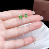 Sterling Silver Natural Emerald Earrings for Lady Party Gift