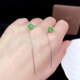 Sterling Silver Natural Emerald Earrings for Lady Party Gift
