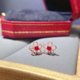 Natural Ruby Earrings 925 Silver High-End Party Jewelry